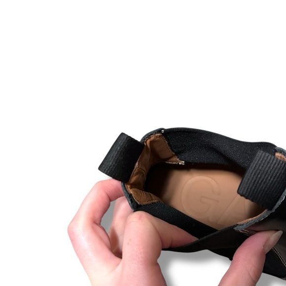 GANNI Cleated Mid Black Leather Lug Sole Chunky Pull on Chelsea Boots Size 12 - Picture 13 of 16